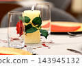 Candle with red rose, Valentine dinner table setting 143945132