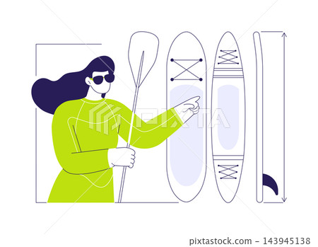 Buying a paddle board isolated cartoon vector illustrations. 143945138