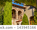 Meteora Greece Varlaam Monastery traditional stone architecture with arches 143945166