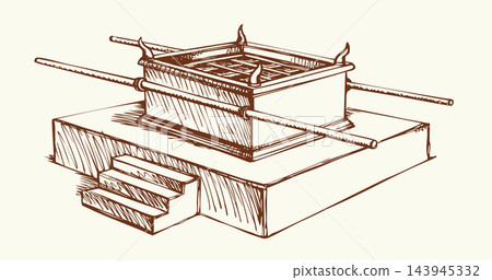 Vector drawing. Big golden altar 143945332