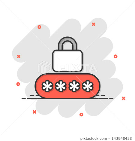 Login icon in flat style. Password access vector illustration on white isolated background. Padlock entry business concept. Login icon in flat style. Password access vector illustration on white isolated background. Padlock entry business concept. 143948438