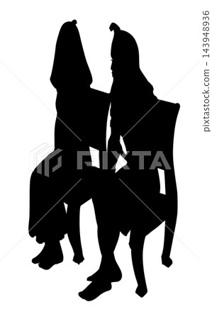 Vector drawing. Pharaoh and his wife Vector drawing. Pharaoh and his wife 143948936