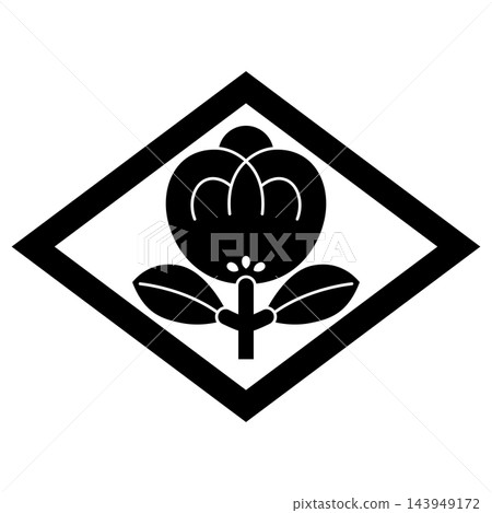 這是家族徽章，形狀為菱形，裡面有一顆茶籽。 143949172