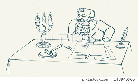 Vector drawing. Noble man at the table Vector drawing. Noble man at the table 143949500