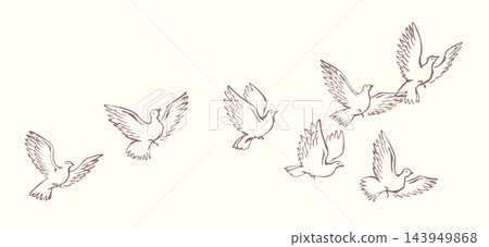 Vector drawing. Doves in the sky Vector drawing. Doves in the sky 143949868