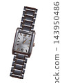 Wristwatch with a metal bracelet and an analog dial. Vector. 143950486