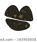 Mystical lips illustration with stars, hearts, and floral pattern on white background 143950838