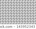 Elegant luxury kaleidoscope geometric pattern with gray and white glass-like ornamental shapes, seamless monochrome repeatable background for wallpaper, textile, fabric and modern design 143952343