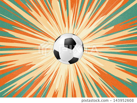 Soccer ball on retro sunburst background with vintage grainy texture Soccer ball on retro sunburst background with vintage grainy texture 143952608