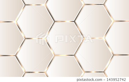 Luxury ivory hexagon background with elegant champagne gold metallic outlines Luxury ivory hexagon background with elegant champagne gold metallic outlines 143952742
