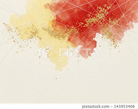 The top is covered with geometrically arranged silk threads and washi paper with vermilion and yellow watercolors bleeding through it. The top is covered with geometrically arranged silk threads and washi paper with vermilion and yellow watercolors bleeding through it. 143953406
