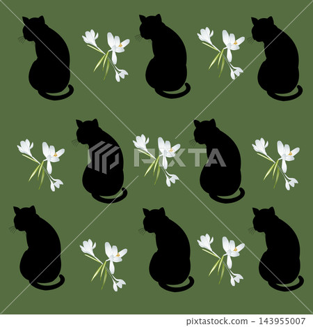 Cat and Flowers (Illustration) Cat and Flowers (Illustration) 143955007