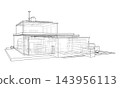 modern house wireframe illustration. Vector 143956113