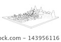 Wireframe Mountain Landscape Illustration. Vector 143956116