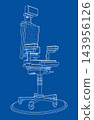 Adjustable office chair blueprint drawing. Vector 143956126