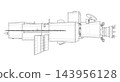 Space station technical line illustration. Vector 143956128