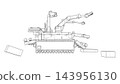Tracked robot with articulated arms. Vector 143956130