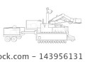 Tracked machine with articulated arm. Vector 143956131