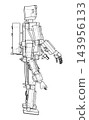 Humanoid robot technical line drawing. Vector 143956133
