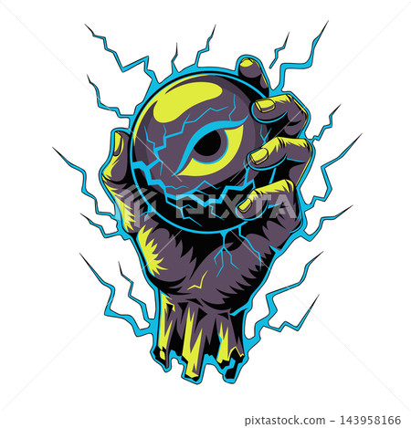 The image shows a dark, clawed hand belonging to an undead creature or a monster The image shows a dark, clawed hand belonging to an undead creature or a monster 143958166
