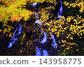 Autumn foliage on the mountains and the Dakigaeri Valley 143958775