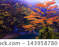 Autumn foliage on the mountains and the Dakigaeri Valley 143958780