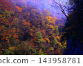 Autumn foliage on the mountains and the Dakigaeri Valley 143958781