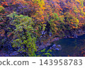 Autumn foliage on the mountains and the Dakigaeri Valley 143958783
