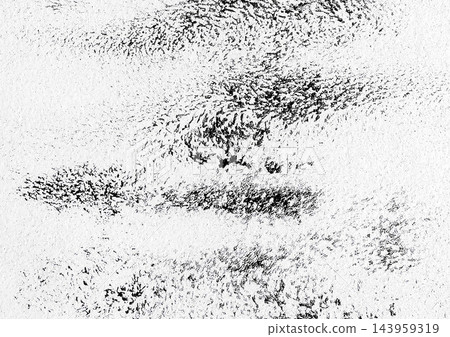 Black paint abstract art pattern on a white wall texture background 143959319