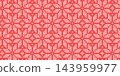 White on red monochrome cross stitch embroidery seamless pattern, classic geometric snowflakes and floral motifs with adjustable thickness, elegant winter needlecraft texture for heirloom textiles 143959977