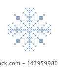 Pastel blue geometric cross stitch embroidery snowflake vector icon, simple minimal winter symbol with adjustable thread thickness, delicate needlecraft design element for elegant holiday cards 143959980