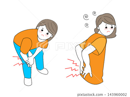 Women with knee and lower back pain 143960002