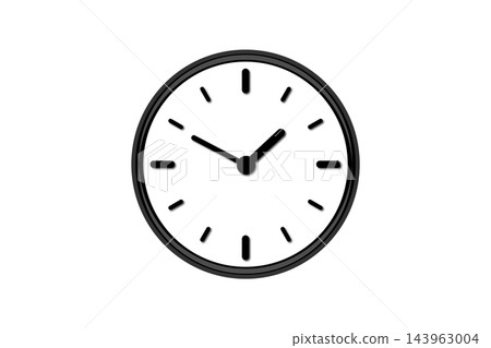 Wall clock icon, black round analog clock with white face, time schedule symbol, flat vector illustration Wall clock icon, black round analog clock with white face, time schedule symbol, flat vector illustration 143963004