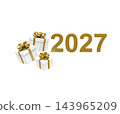 2027 New Year Gift Boxes with Golden Text on white background	 143965209