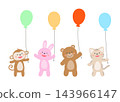 Animals holding balloons 143966147