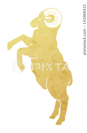 Golden silhouette illustration of a standing sheep Golden silhouette illustration of a standing sheep 143966932