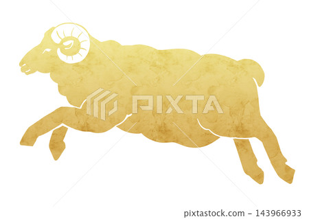 Golden silhouette illustration of a running sheep Golden silhouette illustration of a running sheep 143966933