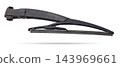 Black rear wiper for car windshield. Rain protection. Spare parts catalog for repair and maintenance. 143969661