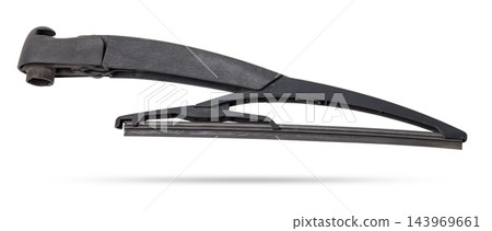 Black rear wiper for car windshield. Rain protection. Spare parts catalog for repair and maintenance. Black rear wiper for car windshield. Rain protection. Spare parts catalog for repair and maintenance. 143969661