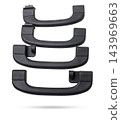 Vehicle interior black grab handle on white isolated background. Auto service industry. Spare parts catalog. 143969663