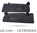 Car visor interior. Auto black sun visor with mirror on white isolated background. Auto service industry. Spare parts catalog. 143969664