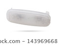 A  transparent plastic shade for illuminating the interior on a white isolated background in a photo studio - spare parts for repairing a car interior or for sale in a auto service. 143969668
