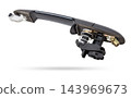Spare part and body element outer handle of opening a door from a car on a white isolated background. Auto service industry. 143969673