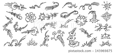 Comic motion effect lines, cartoon burst or splash Comic motion effect lines, cartoon burst or splash 143969875