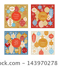 Collection of colorful winter holidays cards, Christmas and New Year greeting cards 143970278