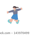 Hand-drawn vector illustration of a woman with her arms outstretched. 143970499