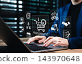 Procurement management concept. Procurement icons related to logistics, supply chain planning, and inventory management. procurement in ensuring efficient business operations. Service delivery process 143970648
