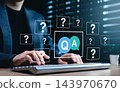 Question and answer support concept. Business professional typing on keyboard with Q&A for customer service, online help, problem solving, FAQ communication, information assistance, support workflow 143970670