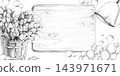 Bath accessories against a wooden board background. An isolated pencil-style illustration for the design of spas, shops selling bath supplies, wellness centers, medical clinics, and fitness clubs. 143971671