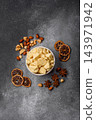 White cocoa butter chunks, used as an ingredient for making chocolate and sweets 143971942